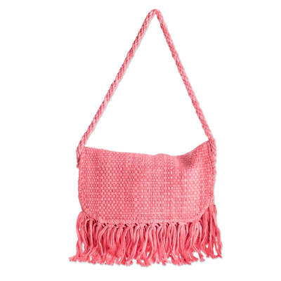 Handwoven Eco Friendly Pink Shoulder Bag from Costa Rica