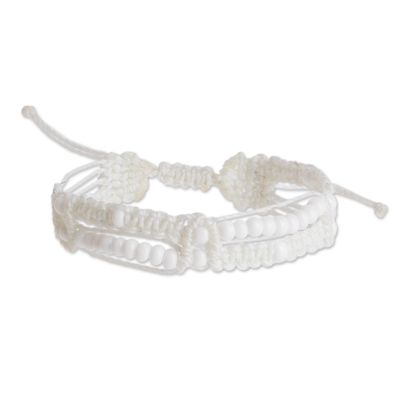White Beaded Wristband Bracelet