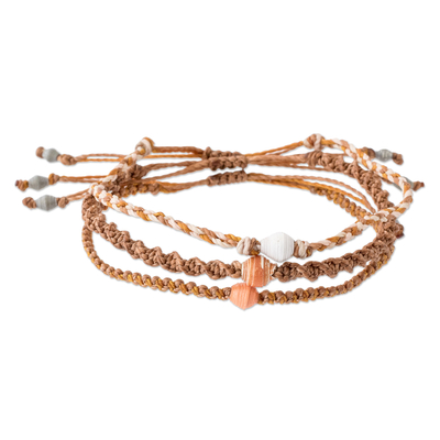 Macrame Braided Nylon Bracelet With Paper Beads (Set of 3)