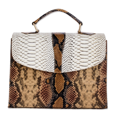Snake Print Leather Handbag