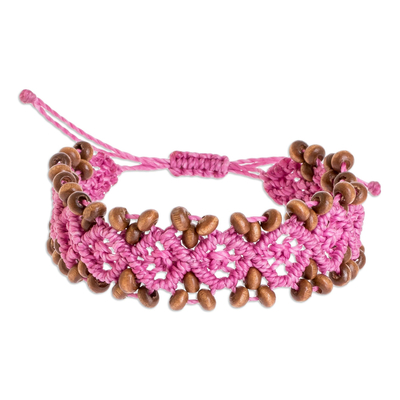 Azalea Macrame Bracelet with Wood Beads from Guatemala