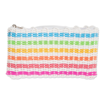 Handwoven Rainbow Colored Cosmetic Clutch Made