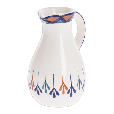 Ceramic Hand Painted Pitcher with Geometric Design