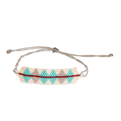 Bracelet with Pastel Colored Diamond and Red Line Design