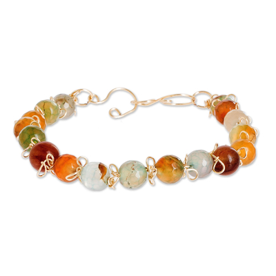 Amber and White Agate Beaded Bracelet from Costa Rica