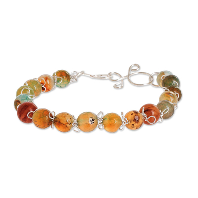 Amber and Azure Agate Beaded Bracelet from Costa Rica