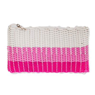 Recycled Central American Handwoven Cosmetic Bag in Pink