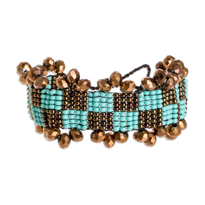 Bronze and Turquoise Beaded Bracelet