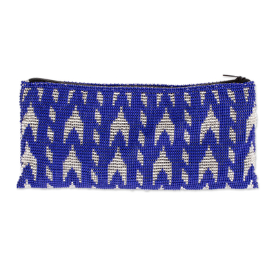 Blue Beaded Cosmetic Case