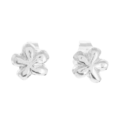 Flower-Shaped Fine Silver Earrings