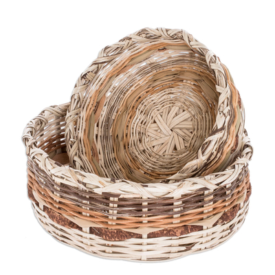Handwoven Natural Fiber Baskets (Pair)