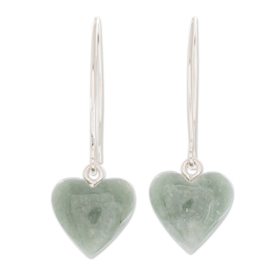 Natural Jade Heart Earrings