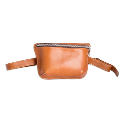 100% Leather Fanny Pack with Zippered Opening