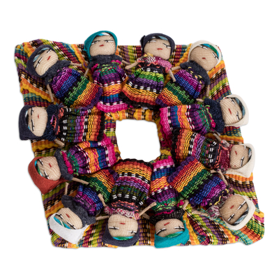 Diamond-Shaped Cotton Worry Doll Magnet from Guatemala