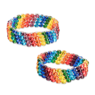 2 LGBTQ+ Themed Glass Bead Friendship Rings From Guatemala