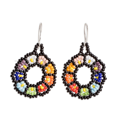 Floral Glass Beaded Dangle Earrings Handmade in Guatemala