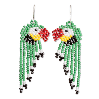 Handmade Tropical Animal-Themed Beaded Waterfall Earrings