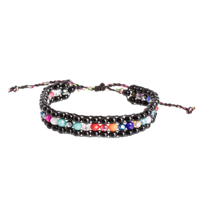 Multicolor Glass and Crystal Beaded Bracelet from Guatemala