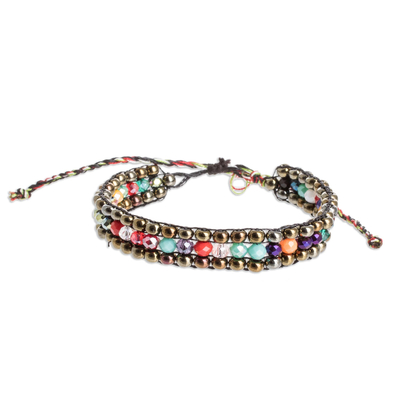 Colorful Glass and Crystal Beaded Bracelet from Guatemala