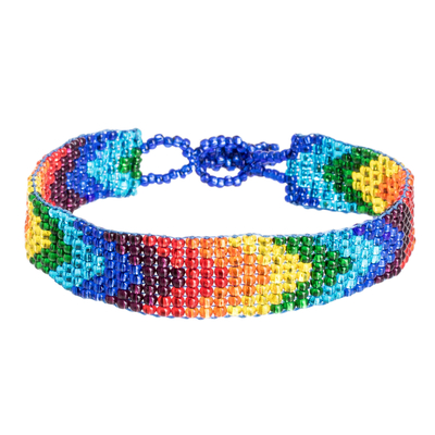 Handcrafted Rainbow Beaded Wristband Bracelet