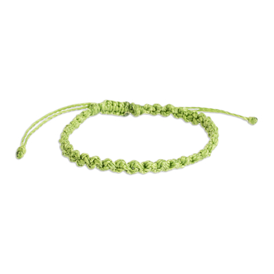 Artisan Crafted Bright Green Macrame Wristband Bracelet