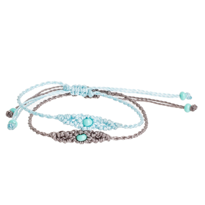 Handcrafted Macrame Cord Bracelets with Beads (Pair)