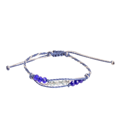 Blue and Grey Beaded Cord Bracelet