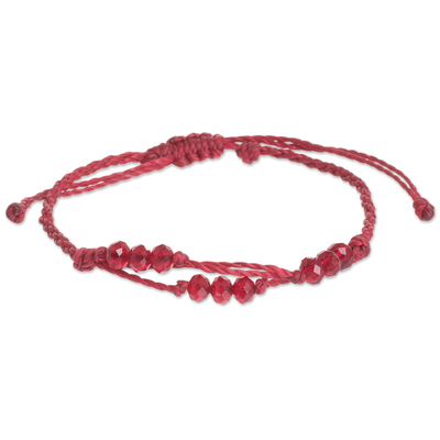 Red Beaded Macrame Bracelet from Guatemala