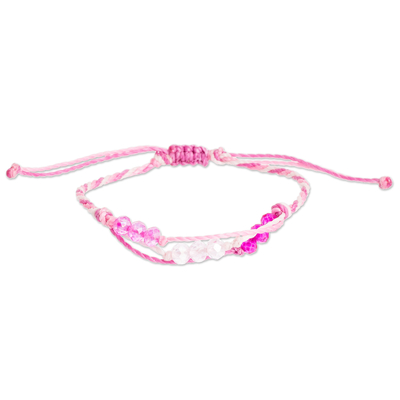 Pink Beaded Macrame Bracelet from Guatemala