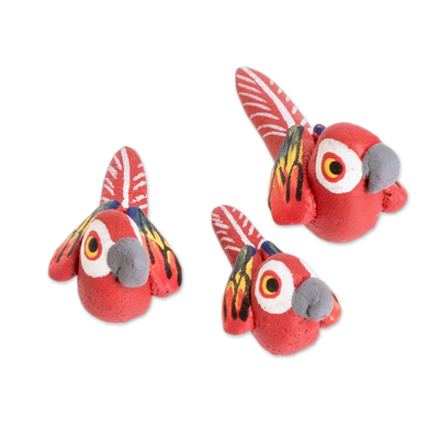 Macaw Ceramic Figurines Handcrafted in Guatemala (Set of 3)