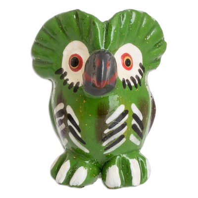 Green Owl-shaped Ceramic Mini Figurine Made in Guatemala