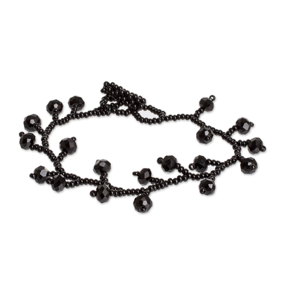 Artisan Crafted Black Beaded Bracelet from Guatemala