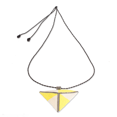 Pyramidal Glass Beaded Pendant Necklace from Guatemala