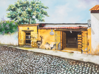 Original Oil Painting of a Street in Antigua Guatemala