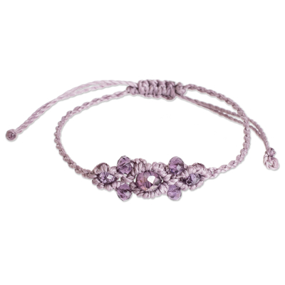 Purple Crystal Beaded Macrame Bracelet Crafted in Guatemala