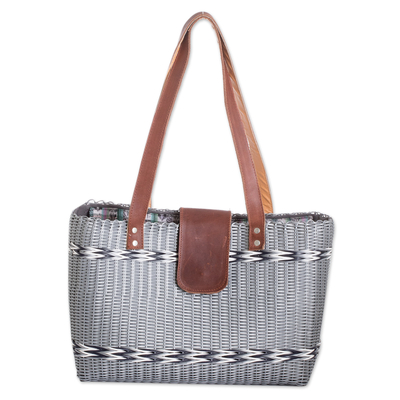 Handwoven Recycled Vinyl Cord Grey Shoulder Bag