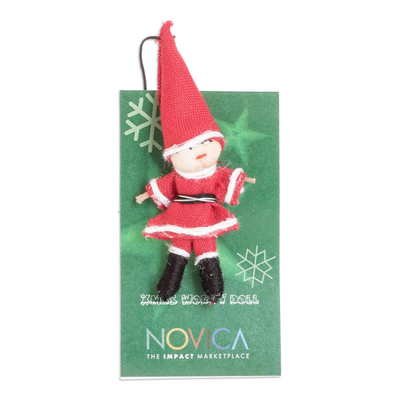 Handcrafted Cotton and Cibaque Santa Claus Worry Doll