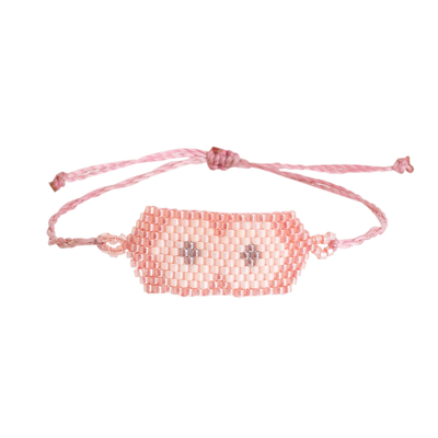 Handcrafted Geometric Beaded Pendant Bracelet in Pink