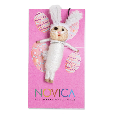 Handmade Cotton and Cibaque Easter Bunny Worry Doll