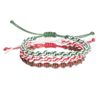 3 Assorted Macrame Christmas-Themed Wristband Bracelets