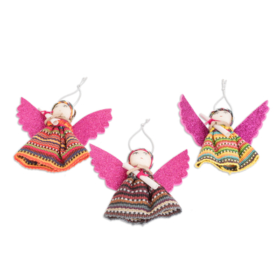 Set of 3 Angel Worry Doll Ornaments from Guatemala
