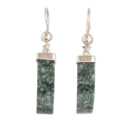 Modern Sterling Silver Dangle Earrings with Jade Stones