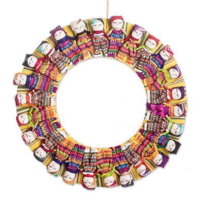 Handcrafted Colorful Round Cotton Worry Doll Wreath