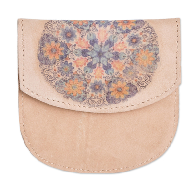 Handcrafted Printed Leather Coin Purse with Mandala Design