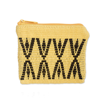 Yellow and Black Cotton Coin Purse Hand-Woven in Costa Rica