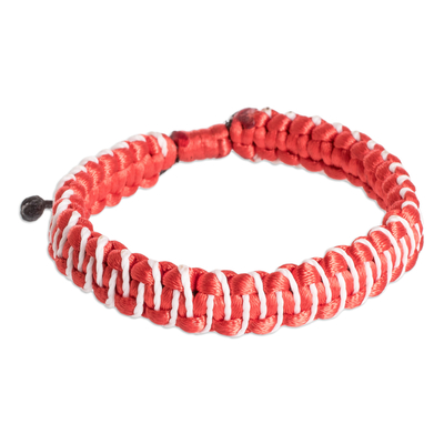 Handcrafted Bohemian Red and White Braided Bracelet