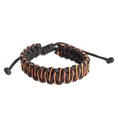Handcrafted Braided Bracelet with Sinuous Orange Accents