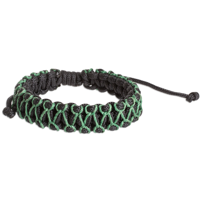 Handcrafted Bohemian Braided Bracelet with Green Motifs