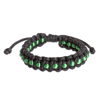 Handcrafted Green and Black Braided Bracelet from Costa Rica