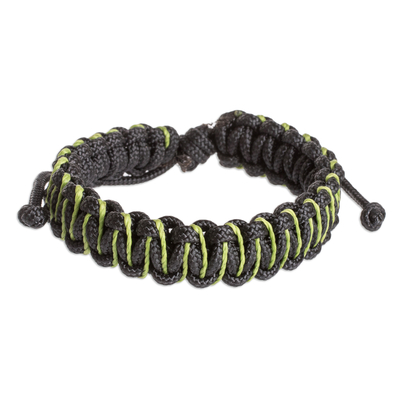 Handcrafted Braided Bracelet with Sinuous Green Accents